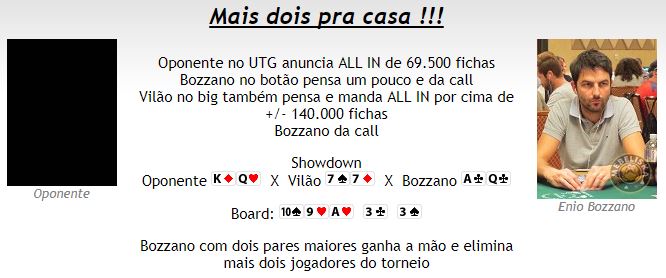 Mão de Enio Bozzano no Ev. 68 - WSOP 2017