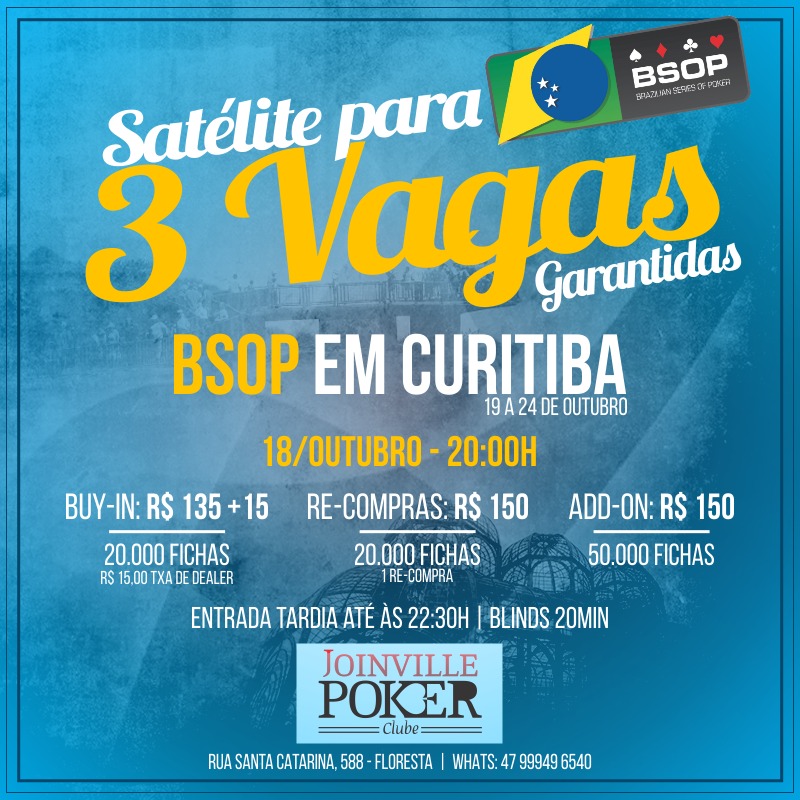 Satélite Joinville Poker Club para o BSOP Curitiba