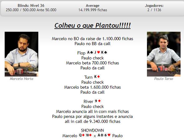 Mão final Main Event BSOP Brasília