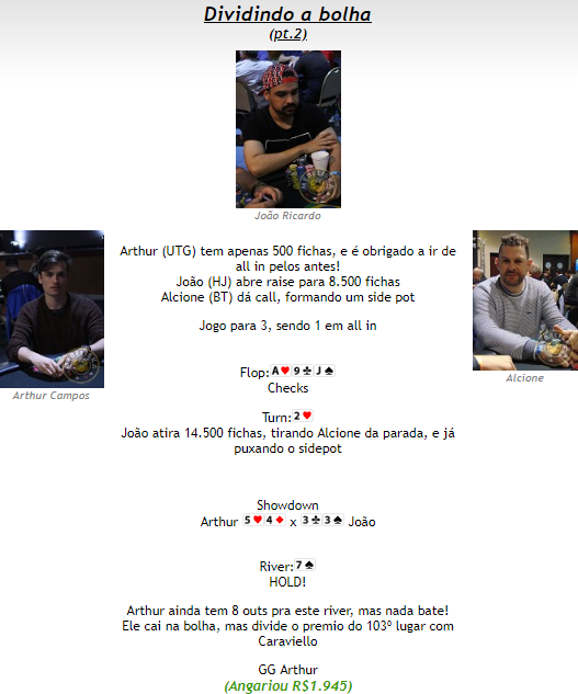 Bolha do Main Event do BSOP Floripa