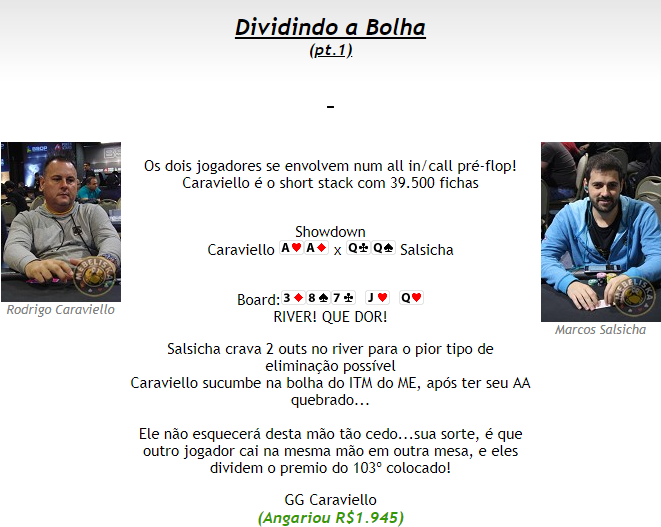 Bolha do Main Event do BSOP Floripa