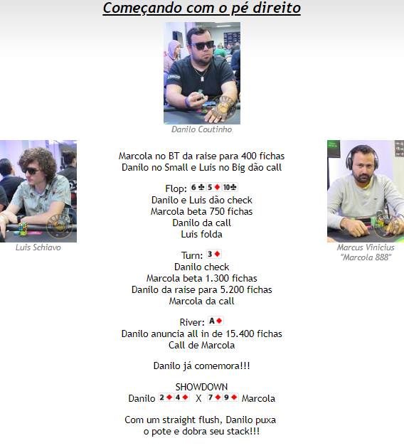 Straight flush no Main Event do BSOP Rio Quente