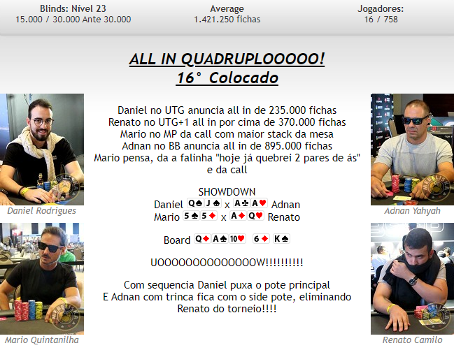 All in quadruplo no Main Evnet do BSOP Brasilia