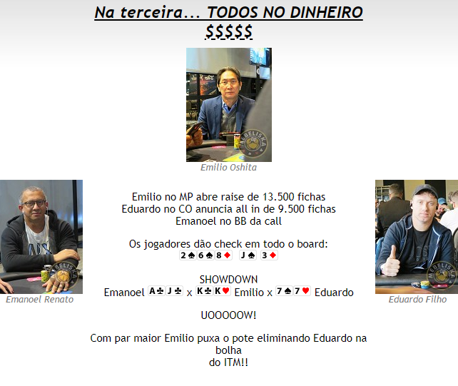 Bolha do Main Event do BSOP Brasília