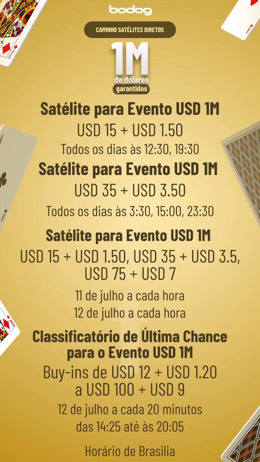 Calendário Satélites R$ 1 Milhão - Bodog