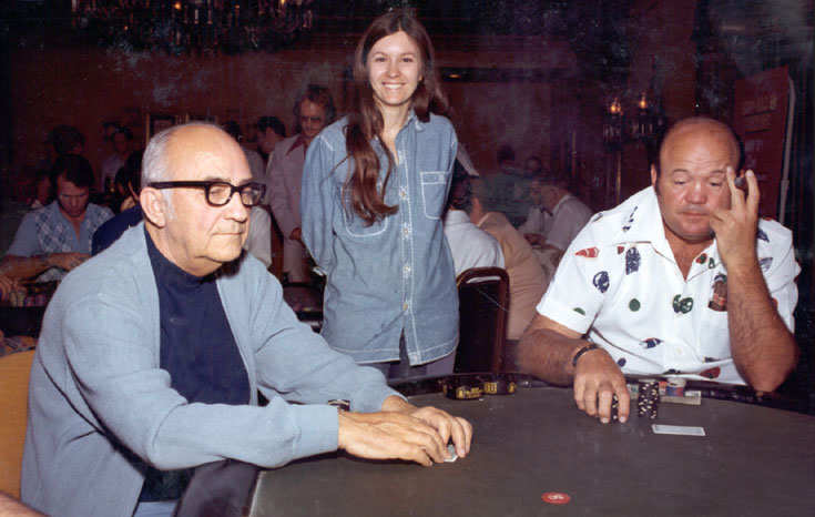 Johnny Moss, Becky Binion e Puggy Pearson na WSOP 1974