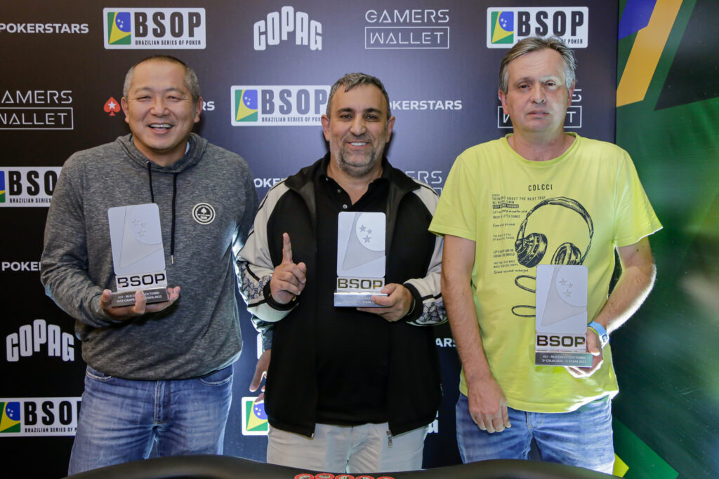 Pódio do DeepStack Turbo do BSOP São Paulo