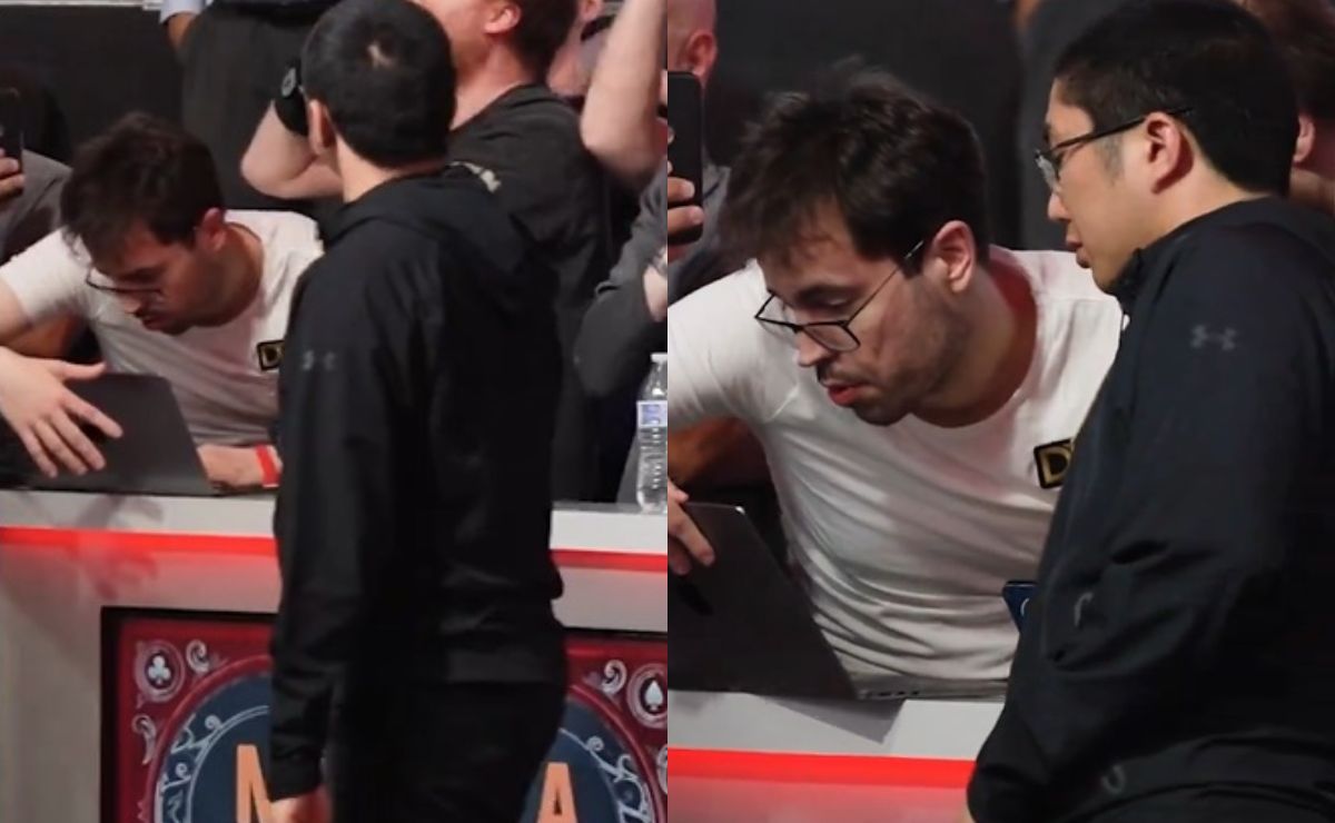 Dominik Nitsche passou instruções para Jonathan Tamayo (Reprodução/X PokerNews)