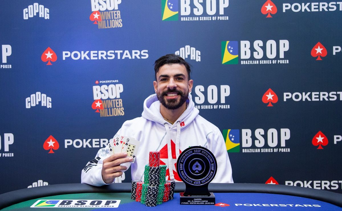 Thiago Valério, campeão do PL Omaha 5 Cartas do BSOP Winter Millions