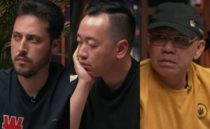 Adrian Mateos, ST Wang e Paul Phua se envolveram na mão (Foto: Reprodução/X @TritonPoker)