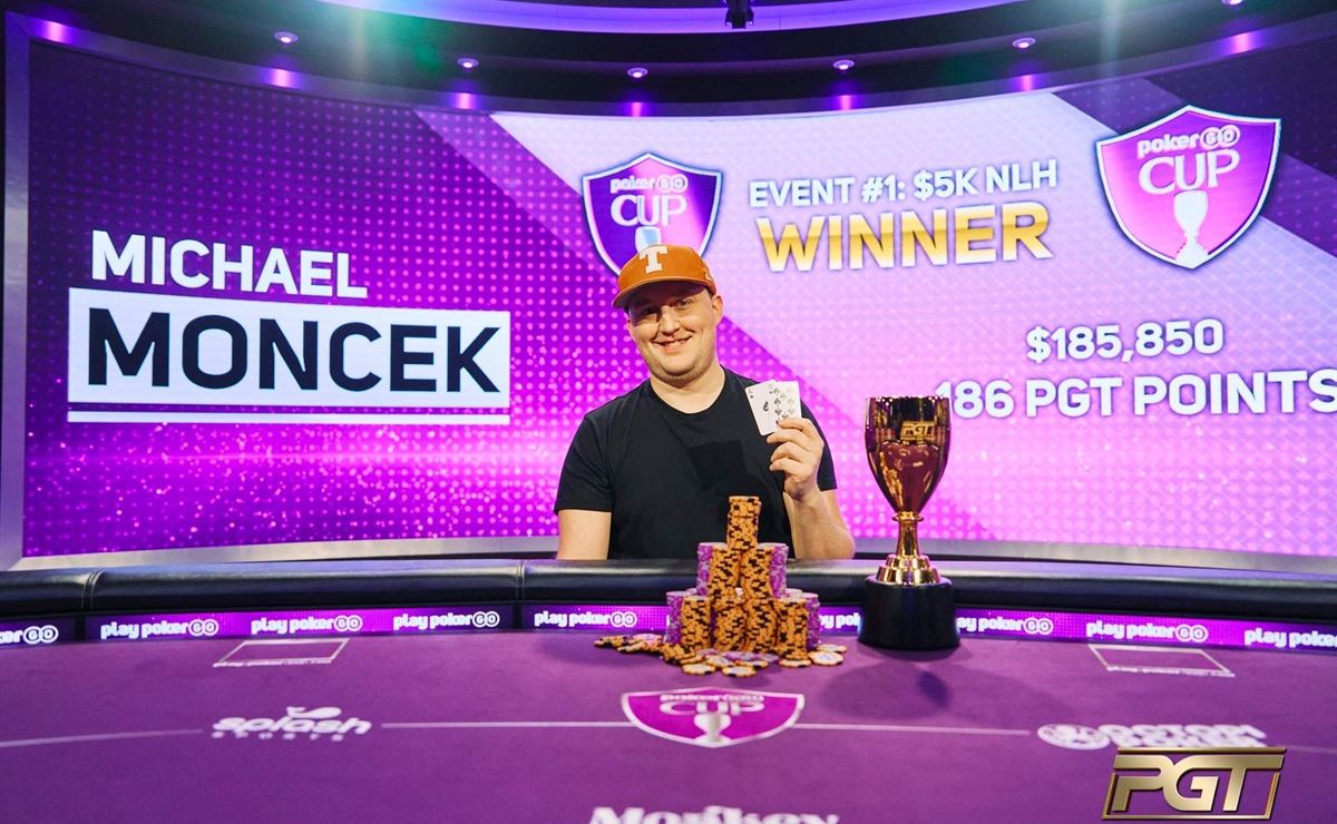 Michael Moncek foi o primeiro a comemorar na PokerGO Cup (Foto: PokerGO)