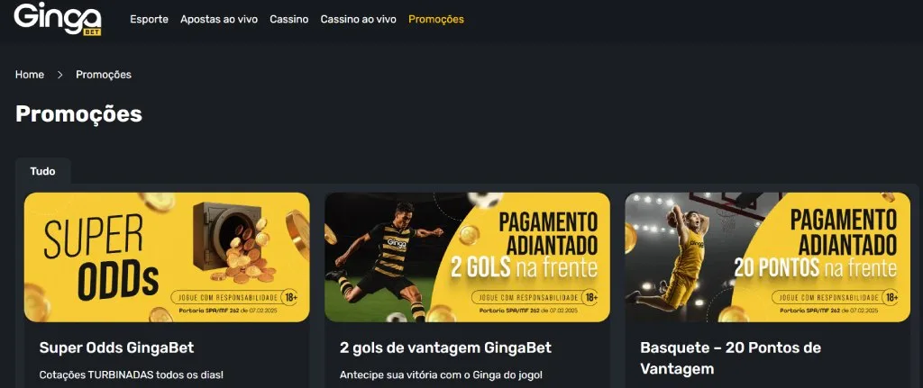 GingaBet Ofertas Esportes gingabet promoções
