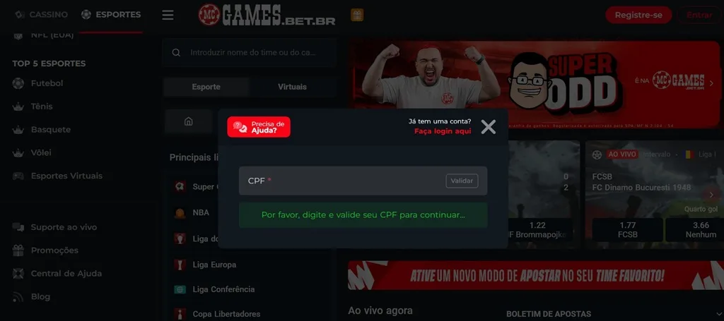 Como Criar Uma Conta MCGames MCGames cadastro