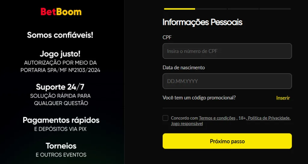 BetBoom cadastro