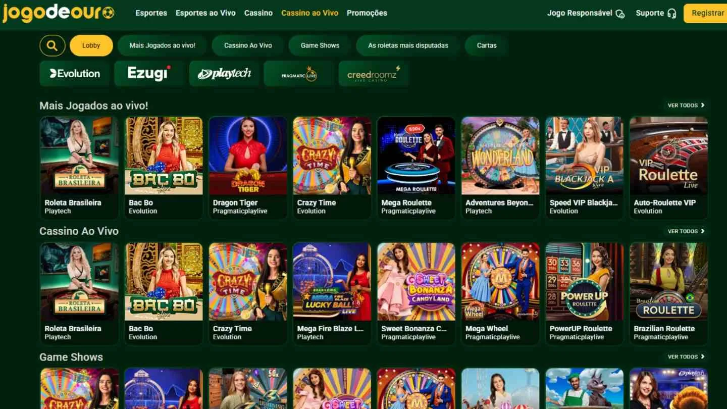 jogo de ouro cassino ao vivo