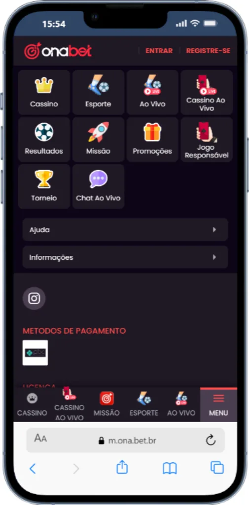 Visão geral da OnaBet app