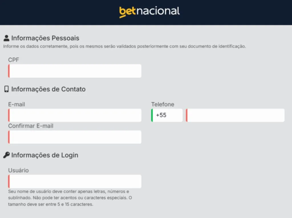 Crie Sua Conta Na BetNacional BetNacional Cadastro