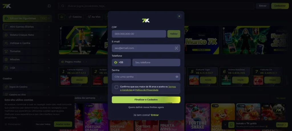 Plataforma 7k 7k Cassino Cadastro