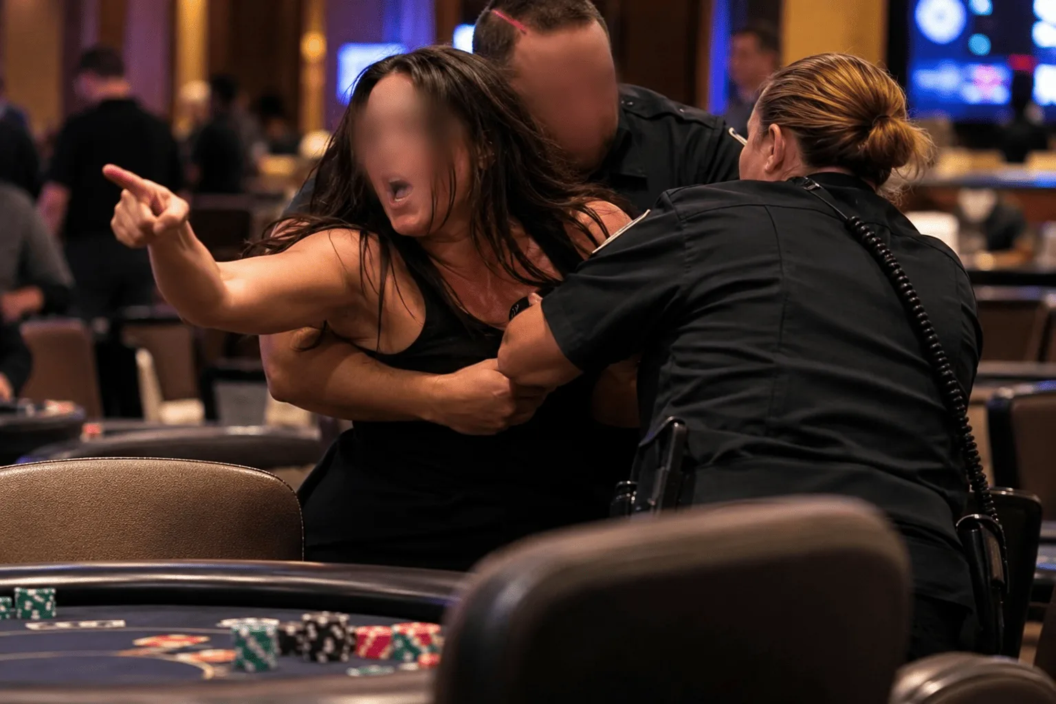 Mulher agride segurança e provoca confusão em sala de poker nos Estados Unidos