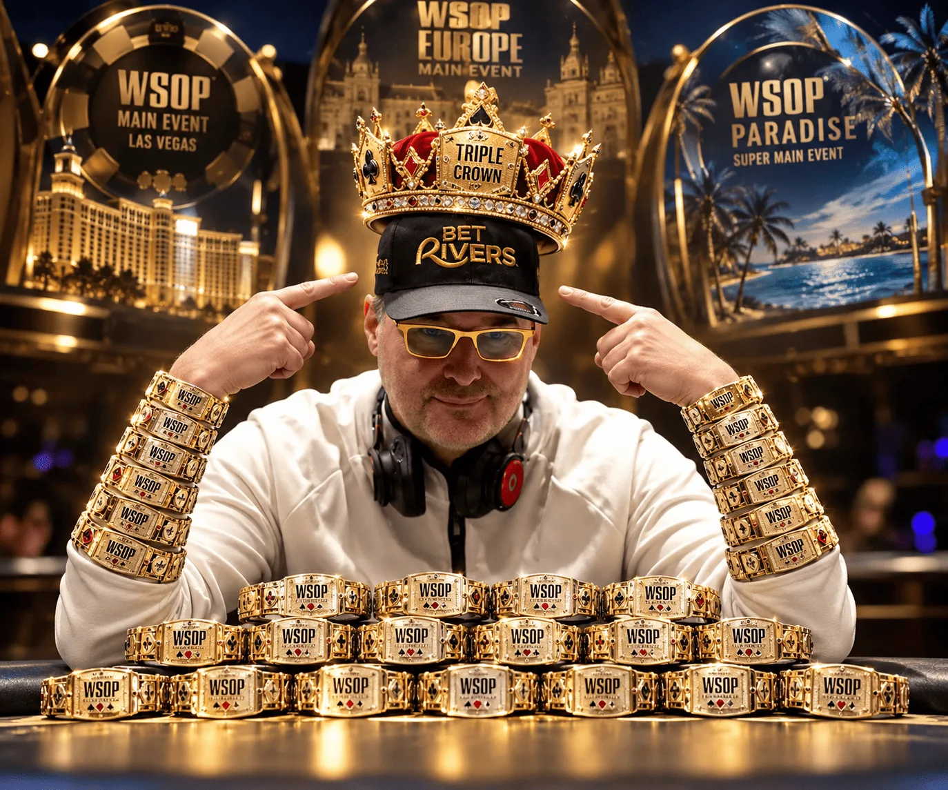 Phil Hellmuth mira 24 braceletes da WSOP e sonha com Tríplice Coroa