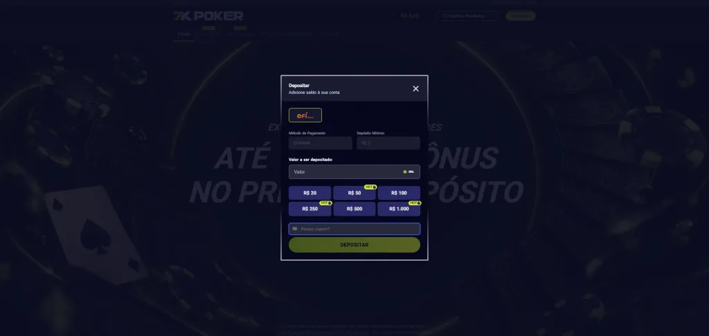 cupom 7K no depósito